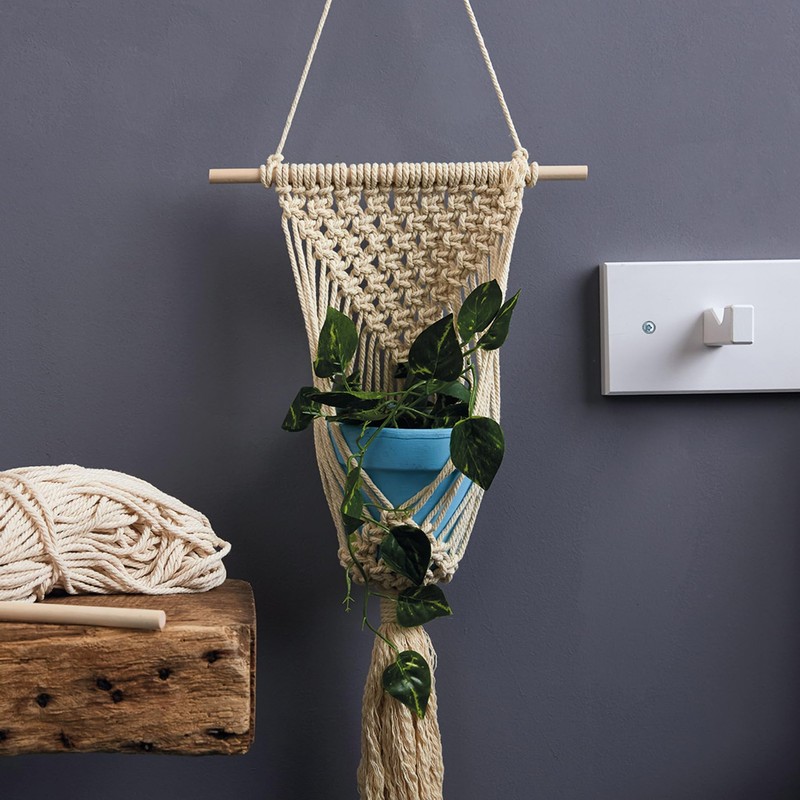 House Of Crafts Macrame Plant Hanger, Single Craft Kit, Natural,