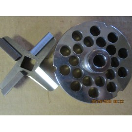 HOBART #32 GRINDER PLATE 1/2" HOLES 5/8 THICK W/ HARD EDGE KNIFE MG1532,MG2032