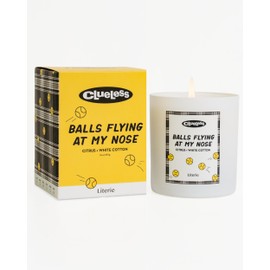Literie Clueless Inspired Scented Candle: Balls Flying at My Nose - Citrus and White Cotton Scent, 9oz, 50 Hour Burn, Vegan Soy & Coconut Blend Candle for Home Decor, Gift for Women & Men