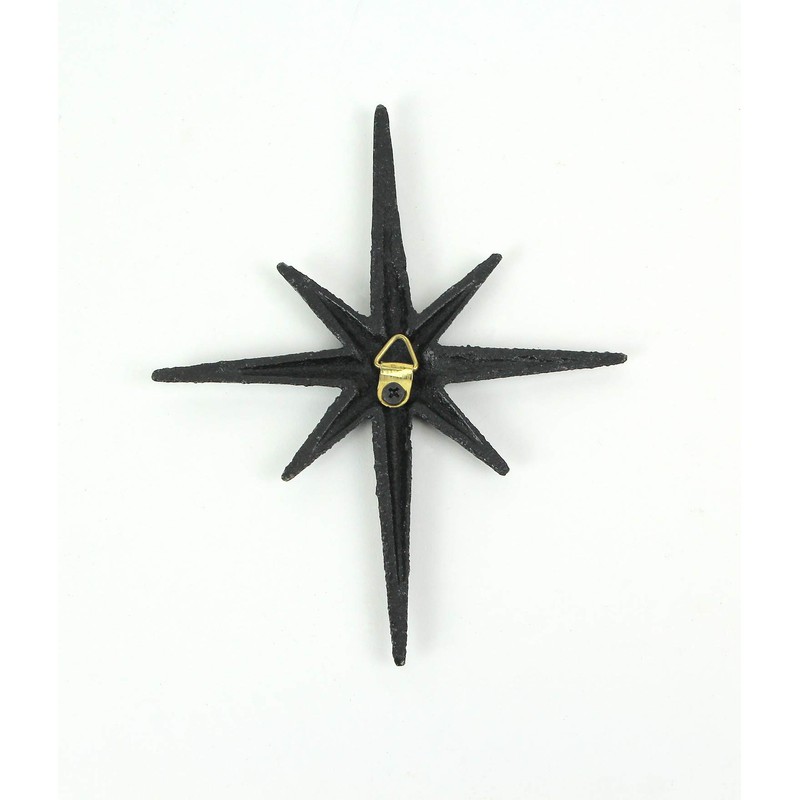 Zeckos Set of Three Black Cast Iron 8 Pointed Wall