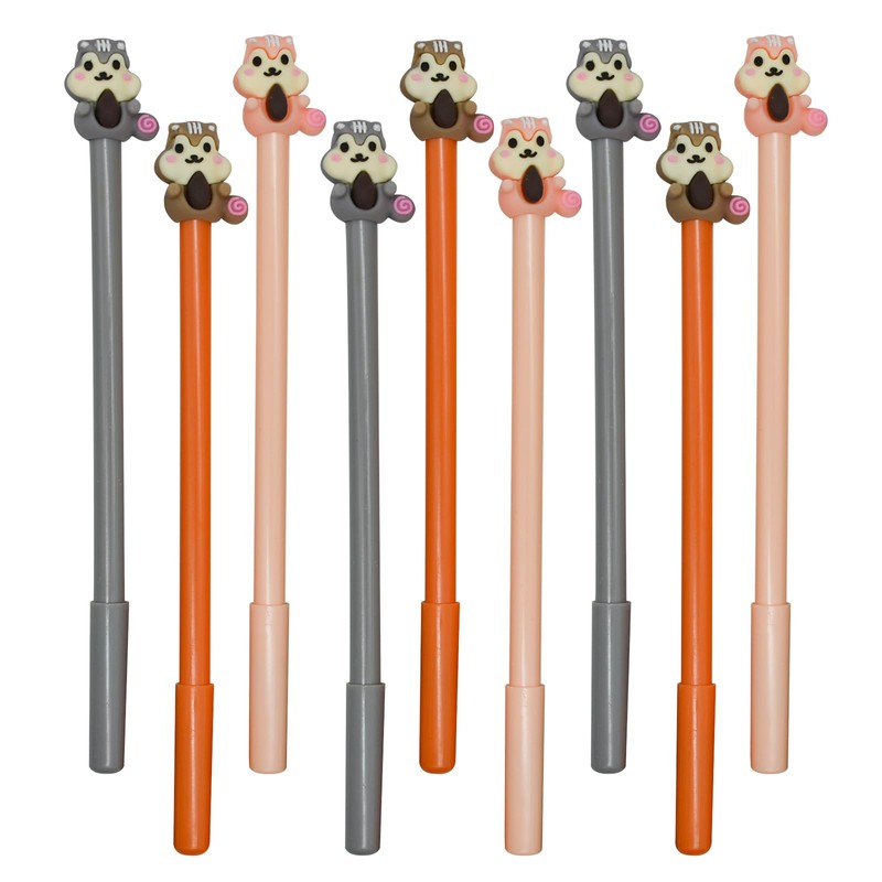 Lopenle 12PCS Cute Squirrel Pens Novelty Animal Gel Pens Nuts