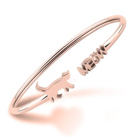 KUIYAI Tiny Cat Meow Cuff Bracelet Jewelry Cat Lover Gifts (Cuff Bangle RG)