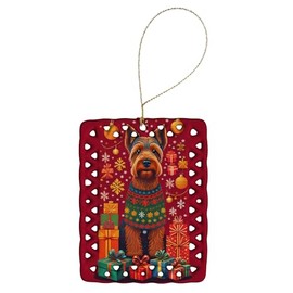 Welsh Terrier Holiday Christmas Porcelain Ornament