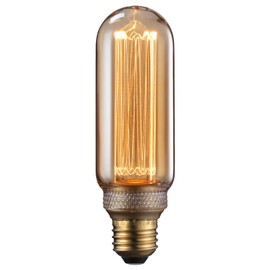 TORCHSTAR LED Tubular Decorative Light Bulb 3.5W, T14 Edison Light Bulbs, E26 Base, Dimmable Virtual Filament Vintage Edison Bulb, Beautiful Tube Decor Bulb, Amber Glass, 2000K Soft Warm, UL Listed