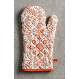 Maison d' Hermine Oven Mitt(19cm x 33cm) + Pot Holder(20cm x 20cm) 100% Cotton Oven Mitt & Pot Holder Heat Resistant Combo, BBQ, Wedding, Cachemire - Thanksgiving/Christmas