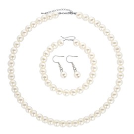 BABEYOND - Collar redondo de perlas de imitación para novia, Perla de imitación, Perla sintética