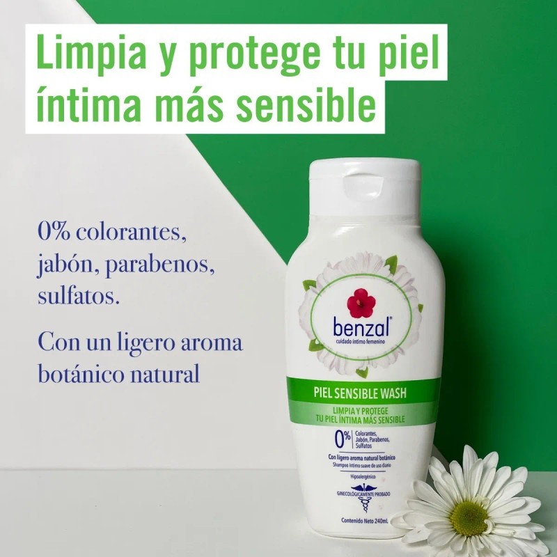 Jabón Cuidado Íntimo Benzal Wash Piel Sensible, 355ml