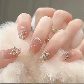 LeTradeJP Nail Tips, 24 Pieces, Short, Nail Supplies, Pearl, Pink, Spring and Summer, Round Tip, Popular, Japanese Style, Coming of Age Ceremonies, School Entrance Ceremonies, Graduation Ceremonies,