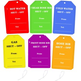 Identify Main Shut-Off Tag Plumbing Tags 3 x 5 Water Main and Gas Shuts Off Tags Water Shuts Off Tag 12 Pcs Plastic Valve Identifier Tagss Plumbing Identification Pipe Tagss for Rental Realtor