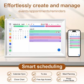 15.6 Inch Digital Calendar, Smart Family Organizer with 1920x1080 IPS Touchscreen, 64GB WiFi Electronic Chore Chart & Meal Planner, Wall Mountable Desk Display for Home (White)