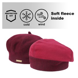 Braxton Burgundy Beret - Warm Lined Wool Angora Knit Berets - French Paris Hat for Women