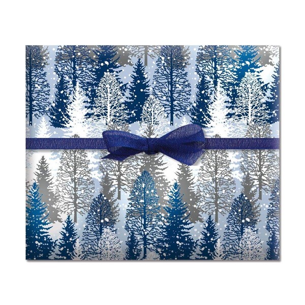 Current Snowy Trees Christmas Rolled Wrapping Paper - Premium Jumbo