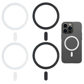 Vroxdrez 4 Pack Universal Magnetic Ring Stickers, Powerful Magnetic Charging & Holder, Quick Installation, for Smartphone Accessories, Black & White