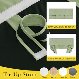 NICETOWN Door Window Curtains, 100% Blackout French Door Curtains Privacy Front Door Curtains for Glass Door, Thermal Insulated Tie Up Shades Window Covering, Olive Green, 1 Panel, W26 x72L Inch