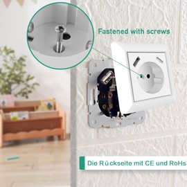 Socket with USB Connection and Type C (Max. 3.4 A) USB Socket Flush-Mounted Socket Schuko USB Socket Wall Socket Charger for Mobile Phones Tablets MP3 System 55 Pure White Base Depth Only 32 mm