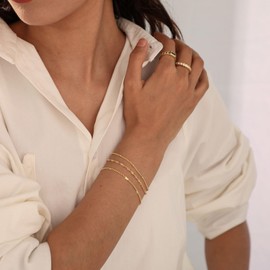 VIROMY Bracelets for Women 14K Gold Plated Bracelets Set for Women Trendy Gold Stackable Bracelets for Women Dainty Gold Beads Bracelets for Women Jewelry Gifts Women