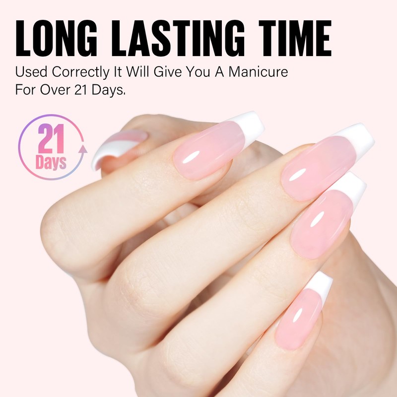 TOMICCA 4 Colours, UV Nail Varnish, Pink & White Set,