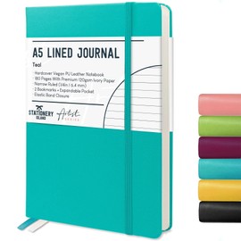 STATIONERY ISLAND A5 Lined Notebook, Journal Lined Hardcover with 120gsm Premium Thick Paper, 180 Pages Hardback Ruled Journal Notebook for Writing, Working, Study, Planning, Diary, Journaling