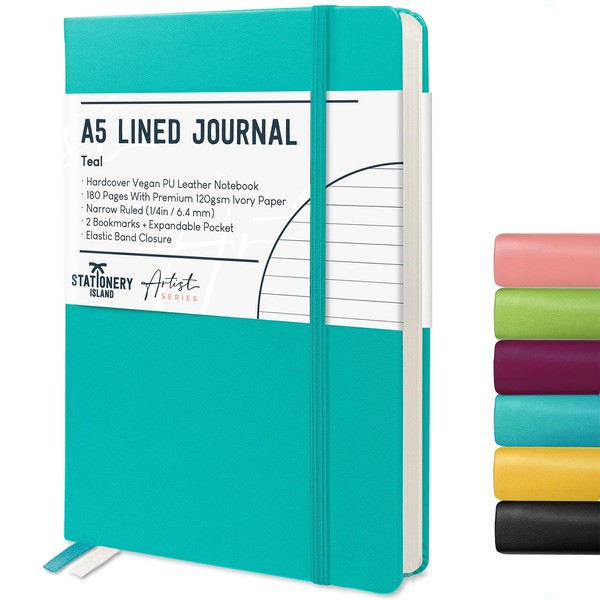 STATIONERY ISLAND A5 Lined Notebook, Journal Lined Hardcover with 120gsm
