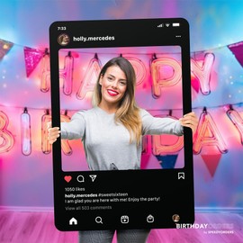SPEEDYORDERS Social Media Photo Booth Prop - Custom Instagram Photo Booth Frame - Customized Insta Giant Selfie Frame - IG Frame For Fun Social Media Posts