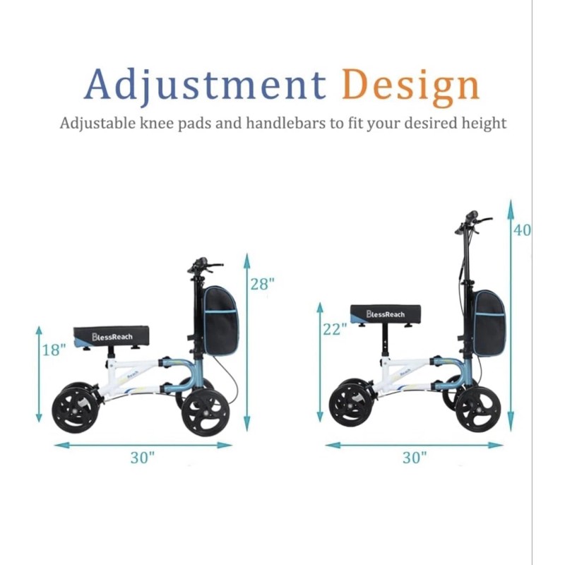 BLESSREACH ECONOMY Knee Scooter Steerable Foot Injuries Compact 300Lbs 8
