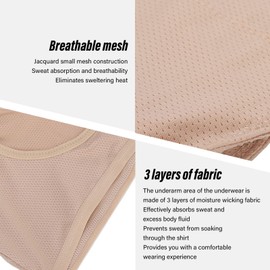 Underarm Sweat Vest, Women Underarm Sweat Protector Quick Dry Breathable Mesh Reusable Armpit Sweat Pads for Women Girls Skin Color (L)