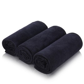 Meng Jiaran 3 Pack Gym Towels Microfibre Sports Towels 75x35cm Fast Drying Black Lightweight & Quick Dry Towel For Women Men Gym Fitness,Yoga, Camping