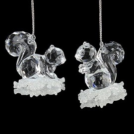 Choice of 2 Acrylic Squirrels on Snowflake Xmas Decorations (5.5cm)