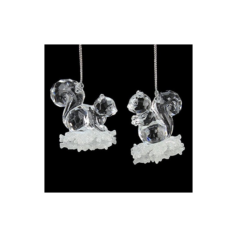 Choice of 2 Acrylic Squirrels on Snowflake Xmas Decorations (5.5cm)