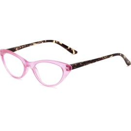 BBI The Cat's Meow Colorful Ladies Cat Eye Reading Glasses, Full Frame Readers, 1950s Vintage Reading Glasses for Women + 2.25 Pink (Microfiber Cleaning Carrying Pouch Included)