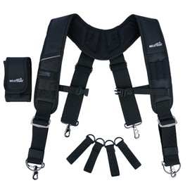 MELOTOUGH Tool Belt Suspenders Construction Bag Suspenders Heavy Duty Padded Work belt Suspenders for Carpenter/Electrician/Roofing/Farmer work Suspension Rig, Black, Tool Belt Suspenders