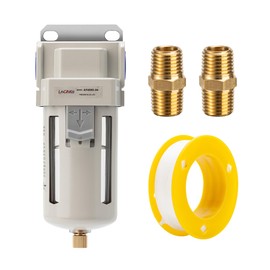 LNCHKA Industrial Air Dryer Filter 1/2”NPT,0-150PSI,Air Compressor Water Separator,Air Compressor Filter AF4000-04,5 Micron Brass Element,Semi-Auto Drain,Poly Bowl
