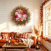 24 Inch Fall Wreath Pink Hydrangea Red Dahlia Wheat for