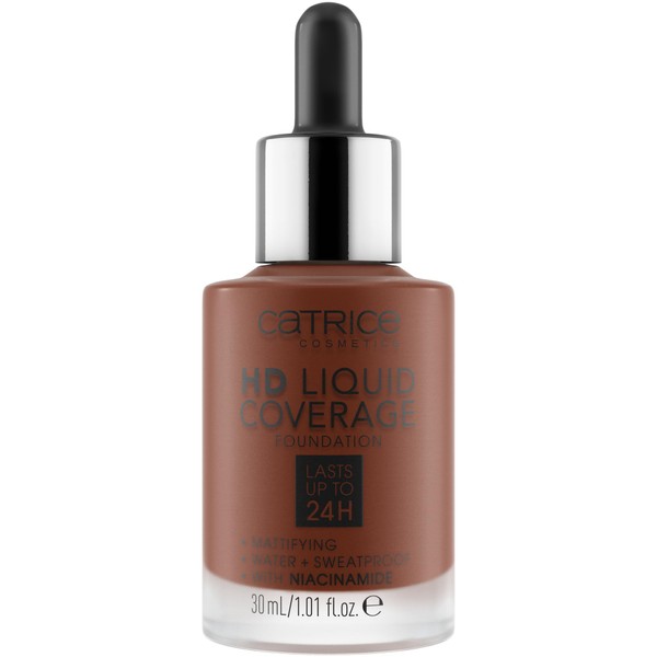 Catrice HD Liquid Coverage Foundation, No. 098, Nude, Long-Lasting, Matte, for Blemished Skin, Vegan, Oil-Free, Waterproof, Paraben-Free, Pack of 1 (30 ml)