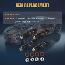 Bulubiu 4PCS Fuel Diesel Injector 131406490 Fit for Perkins Engine 104-22 403C-15 403D-15 403D-15T 403C-17 403D-17 404C-22 404D-22 404C-22T 404D-22T Engine, aftermarket part Replace