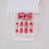 Red Press on Nails Short Square Fake Nails Heart Acrylic