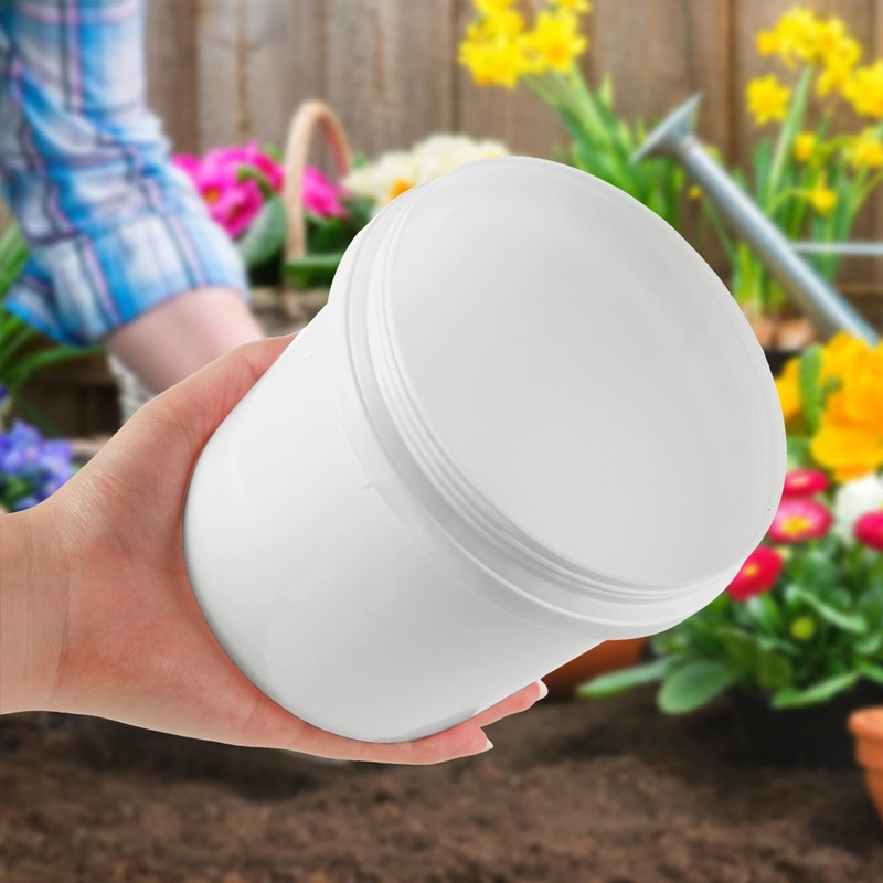 4 Pack White Plastic Pail Plastic Bucket with Lid, 1L