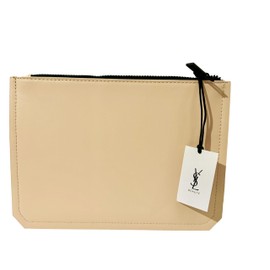 YVES SAINT LAURENT YSL Cosmetic Cream FLAT Leather Pouch Makeup Bag YSL Fragrance Bag (8.25L X 6.25H X 0.25W) - SMALL