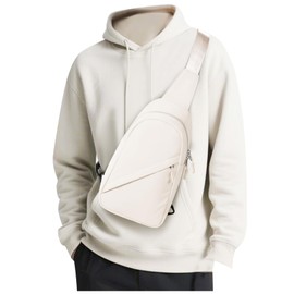 SEAFEW White Sling Crossbody Bag for Men Women, Tactical Backpack Shoulder Daypack Mini Anti-Theft Cross Body Motorcycle Chest Bags, Small One Strap Fanny Back Pack for Casual Travel Hiking Sport Gym