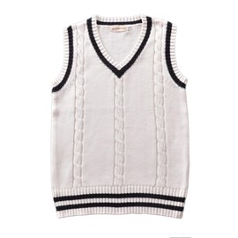 Men Women Knitted Cotton V-Neck Vest JK Uniform Pullover Sleeveless Sweater School Cardigan