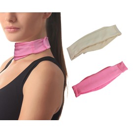 2 Pcs Trach Covers for Tracheostomy Tube Holder Adjustable Dust- Proof Shield Neck Trachea Cover,Trach Cover Band Reusable Tracheostomy Care Kits for Men and Women (Pink + Beige)