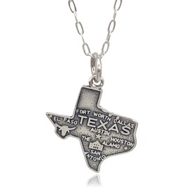 Sterling Silver Texas Lone Star State Dallas Houston Alamo Charm Necklace, 18"