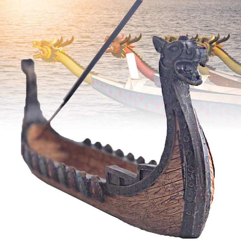 Viking Ships, Retro Ships Ornament, Collectible Figures, Resin Viking Boat