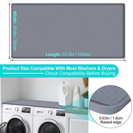 Teenyyou 51.2" x 25.6" Washer and Dryer Covers for The Top Silicone Dryer Protector Mat Washer Countertop Laundry Topper Washing Machine Cover for Home Laundry Room Kitchen