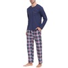MoFiz Men's Pajamas Plaid Sets Sleepwear Long Sleeve Shirts and