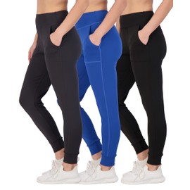 3 Pack: Womens Jogger Yoga Pants Women Cuff Workout Joggers Tummy Control Sweatpants Pockets Gym Clothes Leggings Cuffed exercise gym Pant dupes athletic Teen High Waisted Ladies - Set 3, L