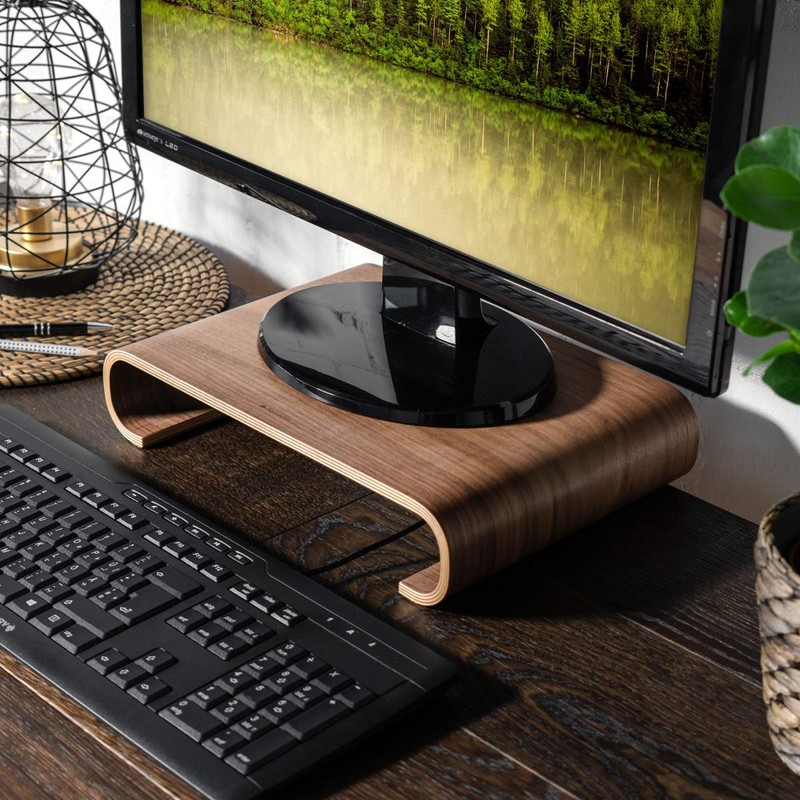 Navaris Wood Monitor Stand Riser - Computer Desk Organizer Desktop
