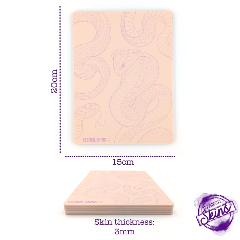 Pre-Printed Tattoo Practice Skins with Stencils | 3mm Fake Skins