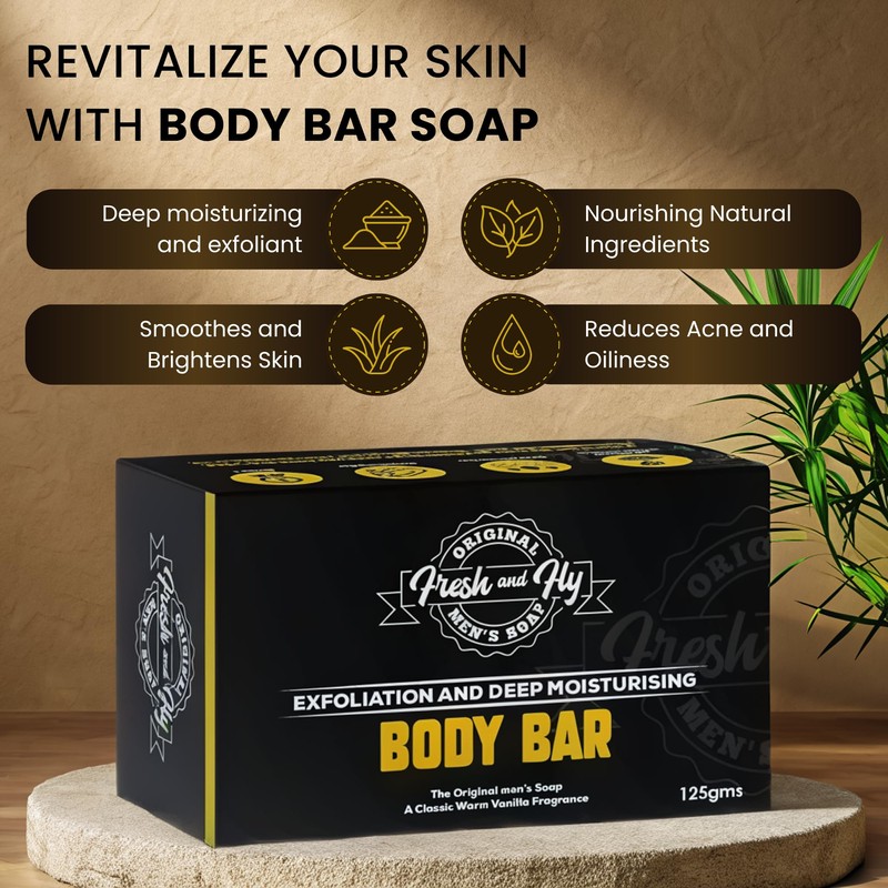 Fresh & Fly Mens Soap Bar for Face, Body 300g