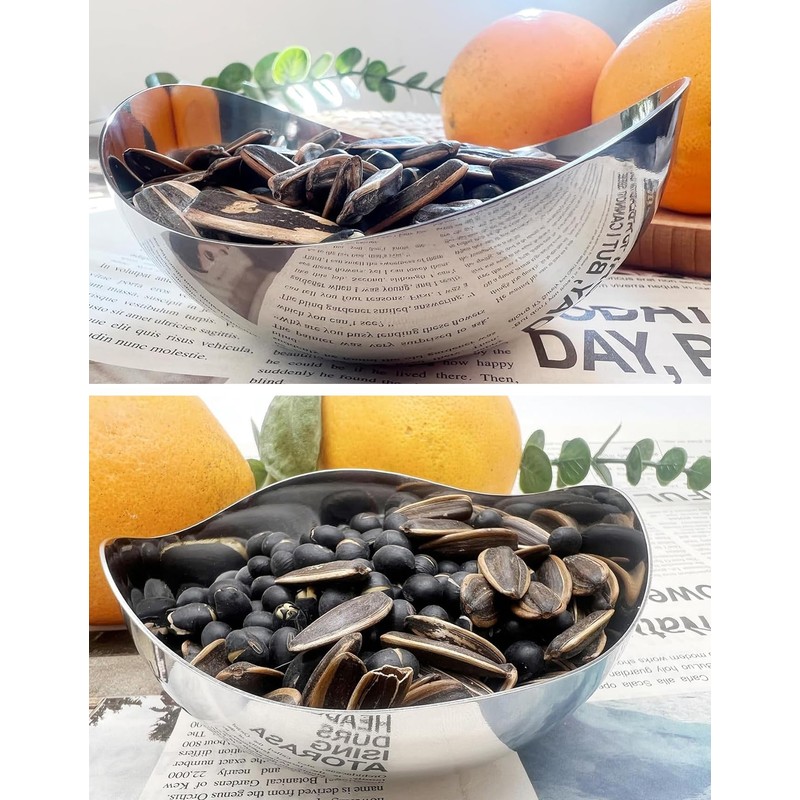 TDYBASE 304 Stainless Steel Modern Oval Serving Bowl, Fruit, Salad,